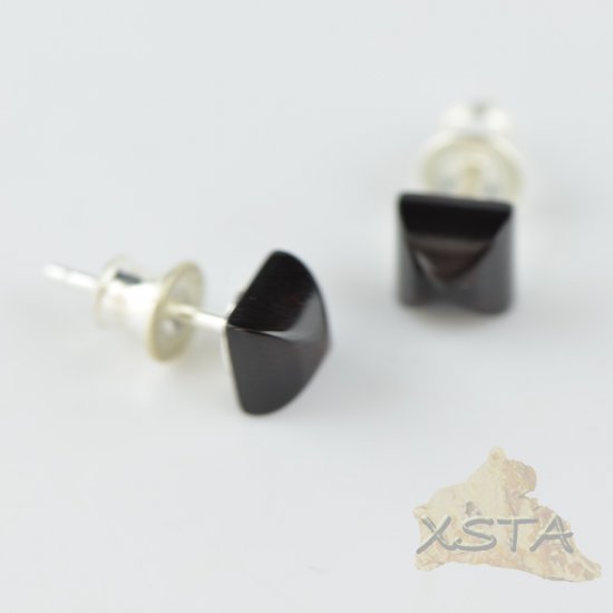 Amber stud earrings with silver